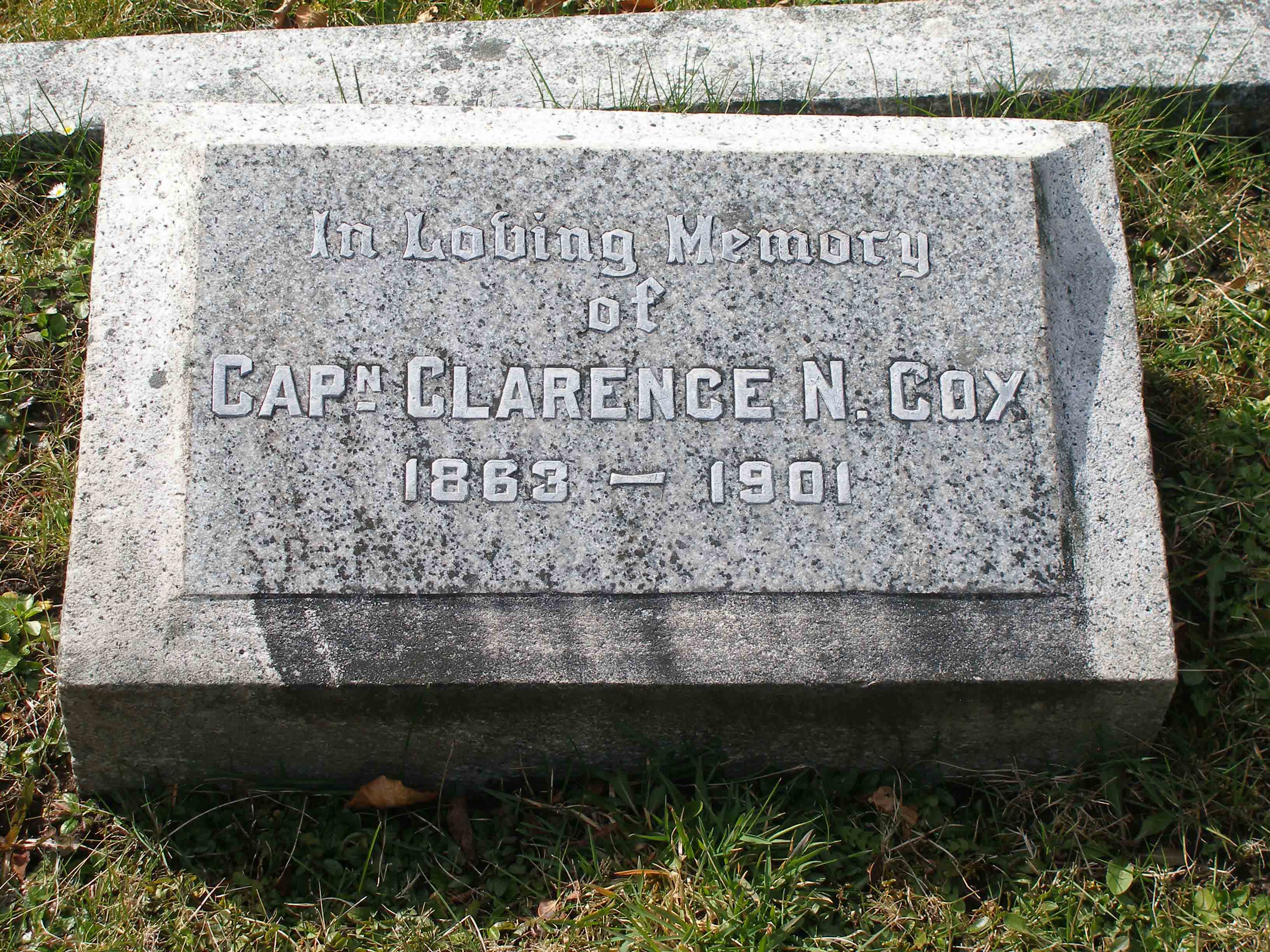Captain Clarence Cox tombstone